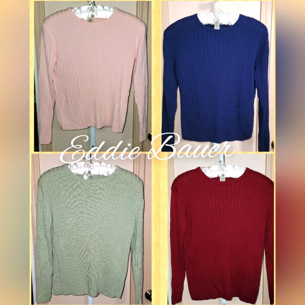 #390 Eddie Bauer- Long Sleeve Crew Neck Pullover Sweaters-.Colors.Sizes Avail